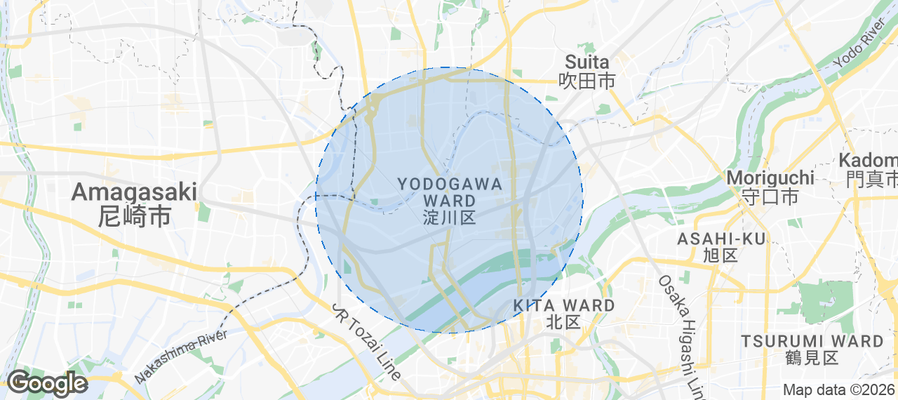 Yodogawa Ward Airbnb map